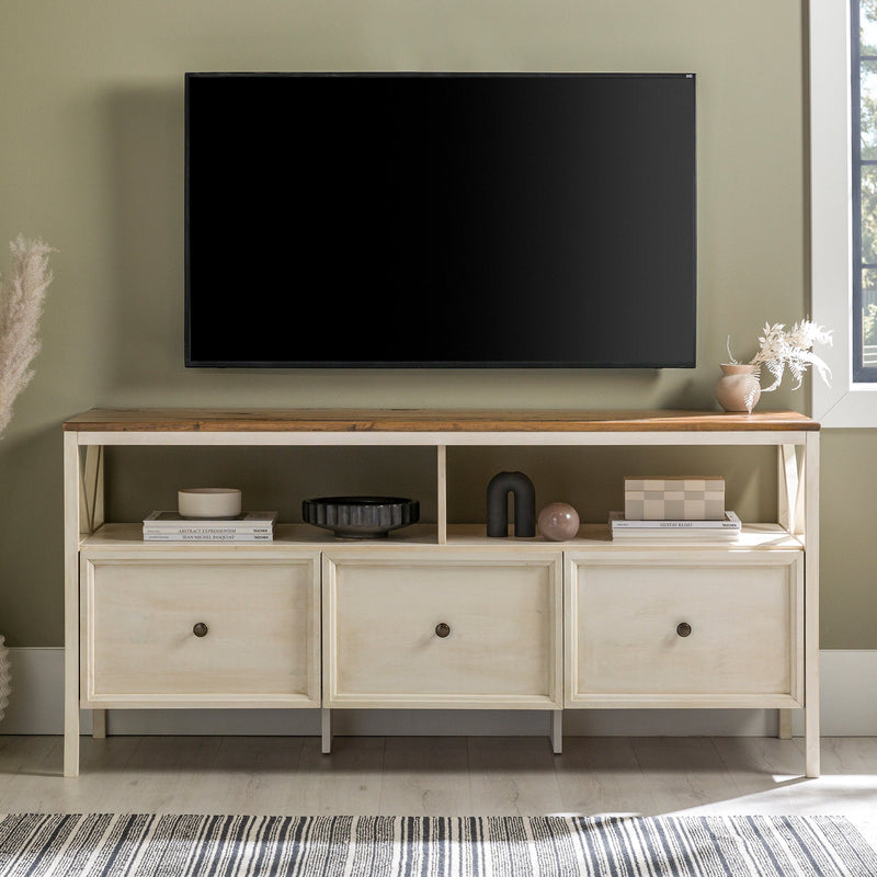 60" Distressed 3-Drawer TV Console