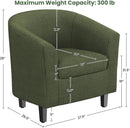 Corduroy Barrel Chairs Set of 2 Dark Green Upholstered