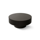 Round Coffee Table Handcrafted Relief Sturdy Pedestal Wooden Olive-Shaped Tea Table for Living Room