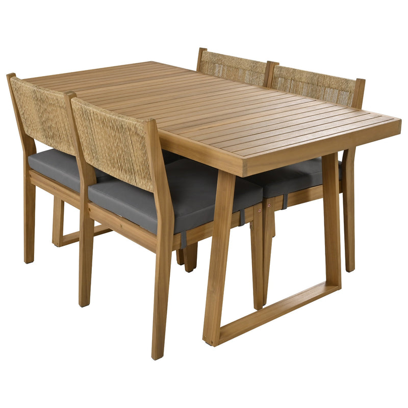 Walker Edison | Outdoor Acacia Wood Dining Table and Chair Set