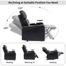 Modern PU Leather Power Recliner with Cooling Cup Holder, Bluetooth Speaker, LED Lights, and Tray Table in Black