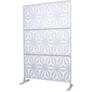 Outdoor & Indoor Metal Privacy Screen 76' H×48' W in White, Freestanding Decorative Panels for Deck, Balcony, Patio, Lawn, and Garden