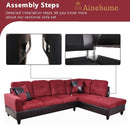 2 Piece Sectional Sofa Set L Shape Microfiber With Chaise Red Right Hand Facing Living Room