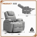 Gray Fabric Swivel Rocker Recliner With Vibration Massage