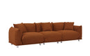 Originality Shapes Curry Lambswool Sherpa 4 Seater Sofa With Metal Legs, Solid Wood Frame Couch with 3 Pillows, Linear and Modular Version Design, Possibility Combined Armchair Current Style