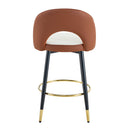 Modern Brown and Light Gray Spliced PU Upholstered Rotatable Bar Chair with Black Metal Legs for Dining Room and Kitchen. Set of 2