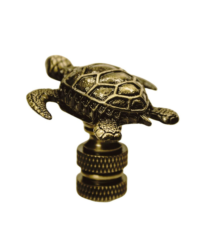 1.4"H Antique Metal Sea Turtle Antique Brass Base Lamp Finial