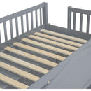 Twin Size House Loft Bed With Ladder and Wardrobe-Grey