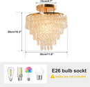 Gold Crystal Flush Mount Chandelier 30cm Ceiling Light