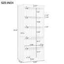 83' Tall Wood Bookcase Suite with light strip ,5-Tier Decor Bookcase Suite with Adjustable Shelves,Storage Organizer,Free Standing Storage Shelves Suite for Living Room,Home Office,Beige and Yellow