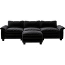 Living Room Furniture Luxury Sectional Sofa Couch with Ottoman Soft Velvet Upholstered Sofa Black