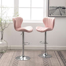 Pink Velvet Adjustable Swivel Barstools Set Of Two