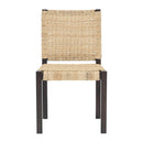 Farmhouse Modern Dining Chairs Set of 2-Solid Wood Rattan Backrest Walnut  Finish Indoor/Outdoor Versatility