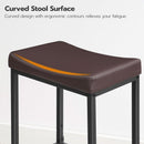 Saddle Bar Stools Set Of 2 Counter Height 24.8 Inches Brown And Black