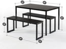 Espresso Textured Metal Frame Dining Table Benches