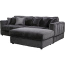 105' Oversized Sectional Sofa Cloud Couch for Living Room, Modern stripe L Shaped Couch, Comfy Boucle Modular Sofa Sleeper with Moveable Ottoman (Gery)