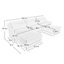 Elegant Sky Blue Three-Seater Sofa with Ottomans and Lumbar Pillow, Chenille Fabric, High-Resilience Sponge, Wooden Base