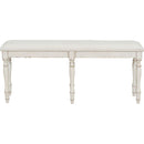 Vintage Traditional 50.4inch Upholstered Dining Bench with 6 Solid Wood Legs, Cream