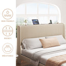 King Size Platform Bed, Metal Frame with Charging Station, Beige, Wood and Metal, 79.92 x 77.95 x 47.24 inches