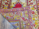 Antique Turkish Prayer Rug 3.8 x 5ft, Colorful Prayer Rug, Red Blue Gold Multicolor Turkish Anatolian Carpet, Handmade Hand-Knotted, Wool