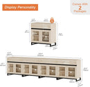 Natural Oak Contemporary Sideboard With Glass Doors