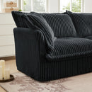 Slip-covered Armchair with 1 Big Back Cushion and 2 Big Toss Pillows, Single Deep Seat Comfy Single Couch Sofa Multiple Large Soft Pillows, Grey  Corduroy Fabric