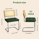 Natural Rattan Dining Chairs Set of 4, Modern Dining Room Chairs with Solid Wood Back for Kitchen Living Room, Mid Century Breuer Design Inspired, Upholstered Faux Leather (Green)