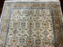 Indo Persian Rug 6x9, Beige, Allover Pattern, Vintage Wool Oriental Carpet