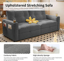 Gray Queen CorduroyTexture Transformable Sofa Bed USB