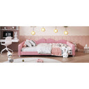 Full size Upholstered Daybed, Sherpa Fabric Sofabed with Cloud-Shaped Backrest, No Box-spring Needed, Pink