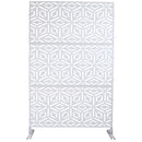 Outdoor & Indoor Privacy Screen Metal Privacy Screen 76' H×48' W, Freestanding Decorative Privacy Screen for Deck Balcony Patio, Privacy Fence Panels for Outside Lawn Garden PS115 WHITE
