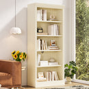 83' Tall Wood Bookcase Suite with light strip ,5-Tier Decor Bookcase Suite with Adjustable Shelves,Storage Organizer,Free Standing Storage Shelves Suite for Living Room,Home Office,Beige and Yellow