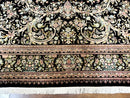 Pak Persian Rug 9x12, Highly Detailed Fine 260 KPSI, Floral, Handmade Traditional Carpet, Black