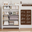 White Five Drawer Dresser For Bedroom Organization