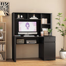 Computer Desk with Hutch & Bookshelf,Wood Executive Desk Teens Student Desk Writing Laptop Home Office Desk with Drawers,3 AC Outlets and 2 USB Charging Ports,Study Laptop Table for Home