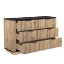 Modern 6-Drawer Natural Wood MDF Cabinet with Metal Rounded Corners and Exquisite Handles – Multi-Functional Storage