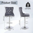 Velvet Adjustable Swivel Bar Stools Dark Grey Set Of 4