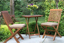 Eucalyptus Wood 3 Piece Foldable Bistro Set Beige Cushions
