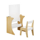 Kids Table Set with One Chair, Multifunctional Wooden Children Study Table-Convertible Tabletop for Study, Drawing & Play, Natural