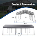Metal Carport 13 × 26.5 ft Heavy Duty with Galvanized Steel Roof, Metal Garage Canopy with Galvanized Steel Roof & Frame, Car Tent Outdoor Storage Shed for Car, Boats and Truck - Gray