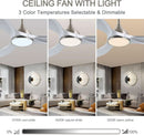 52 Inch Quiet DC Motor Ceiling Fan With LED Lights Remote Control