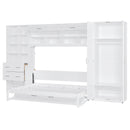 Full Size Murphy Bed Wall Bed with Closet , Drawers and Shelves, White