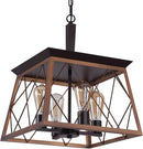Bronze 4 Light Farmhouse Rustic Chandelier For Dining Room
