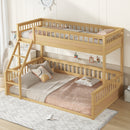 Twin XL over Queen Bunk Bed with Ladder and Guardrails, Natural