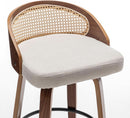 Mid-Century Modern Swivel Rattan Bar Stools Set