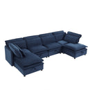 U_Style Double-Layer Cushion Modern Large U-Shaped Modular Sofa, Freely Combinable 6-Seater with Storage Function, Convertible to Sofa Bed, Perfect for Living Rooms, Offices, and Apartments