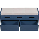 Rustic Storage Bench with 2 Drawers, Hidden Storage Space, and 3 False Drawers at the Top, Shoe Bench for Living Room, Entryway (Navy)