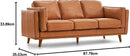 Valencia Artisan 88 Inch Full Leather Sofa Cognac Tan
