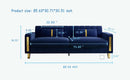 2 Piece Velvet Loveseat Sofa Set For Living Room 86 Inch Blue With Gold Metal Legs And 4 Pillows