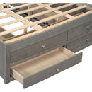 King Size Platform Bed with Storage Headboard and 8 Drawers, Gray
